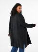 FLASH - Ribbestrikket cardigan med splitter, Dark Grey Melange, Model image number 1