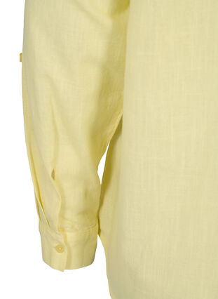 Bomullsbluse med V-hals, Yellow, Packshot image number 3