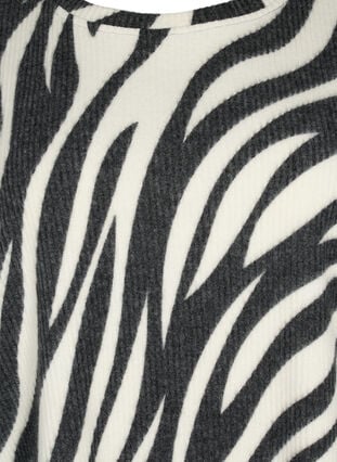 Bluse med sebratrykk og 3/4-ermer, White Zebra, Packshot image number 2