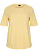 Ribbestrikket jerseybluse med korte ermer, Gul, Packshot image number 0