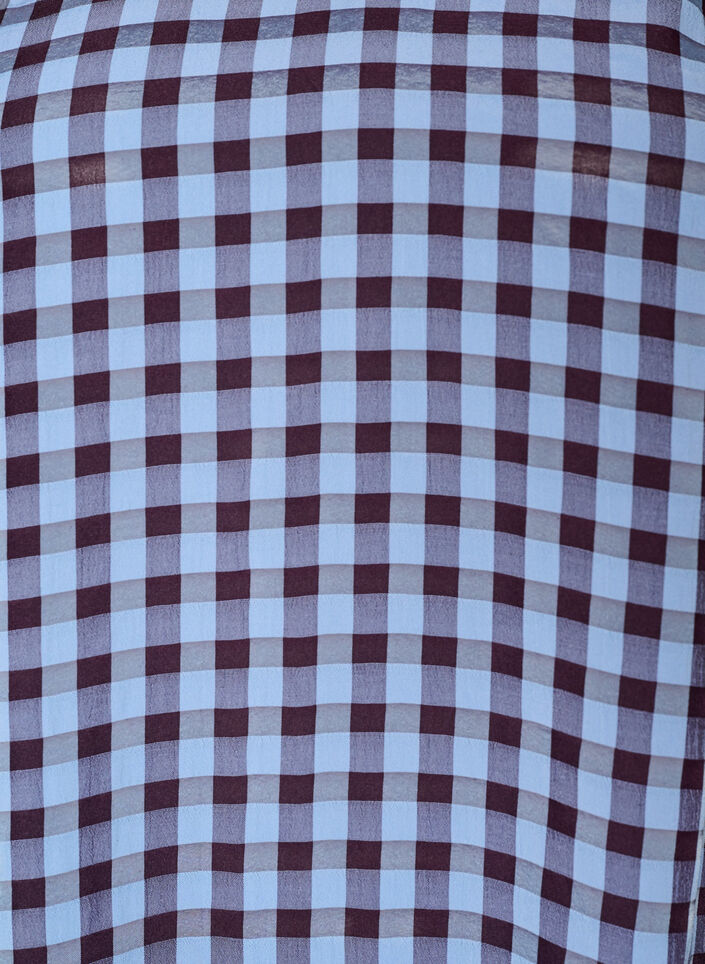 Tunika med gingham-sjekk og volangkrage, Bl&aring;, Packshot image number 2