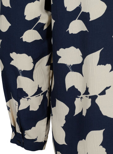 FLASH - Langermet bluse med mønster, Blue White Flower, Packshot image number 3