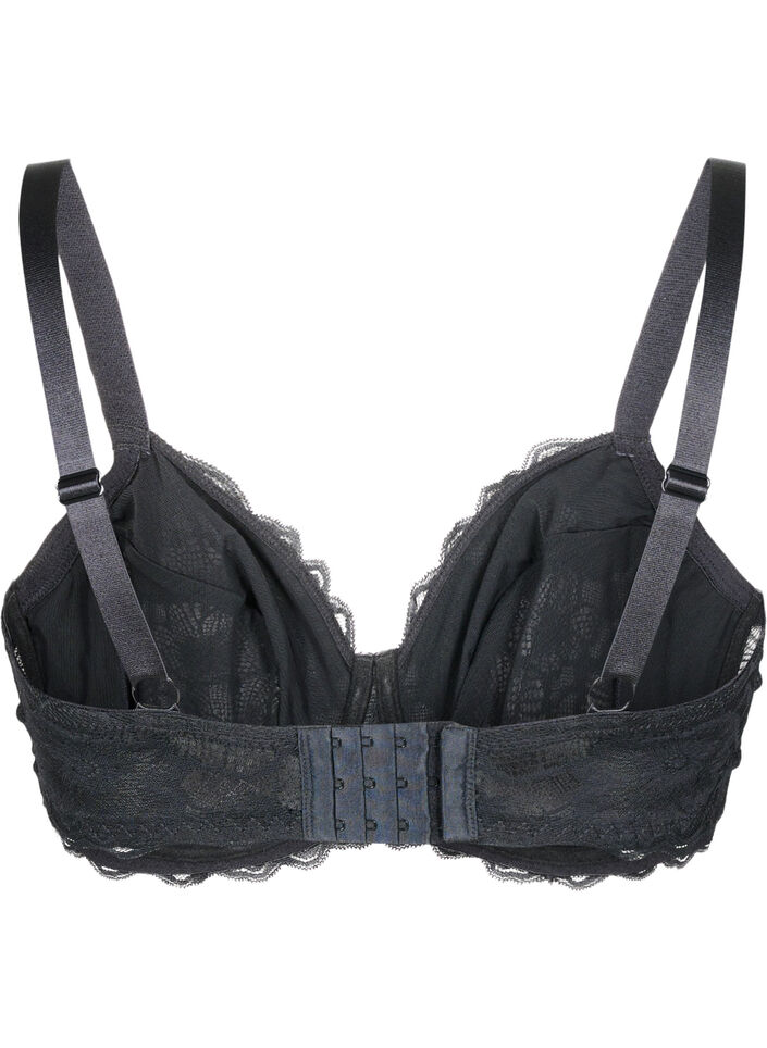 Heldekkende BH med blonder, Svart, Packshot image number 1