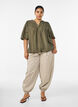 Viskosebluse med legg og ballongeffekt, Gr&oslash;nn, Model image number 1