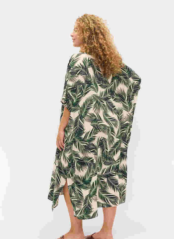 Kaftankjole i viskose med mønster, Green Leaf, Model