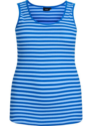 Zizzi Stripete ribbestrikket singlet, O. Air Daphne Stripe, Packshot image number 0