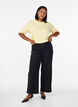 Finstrikket bluse med korte ermer, Gul, Model image number 1