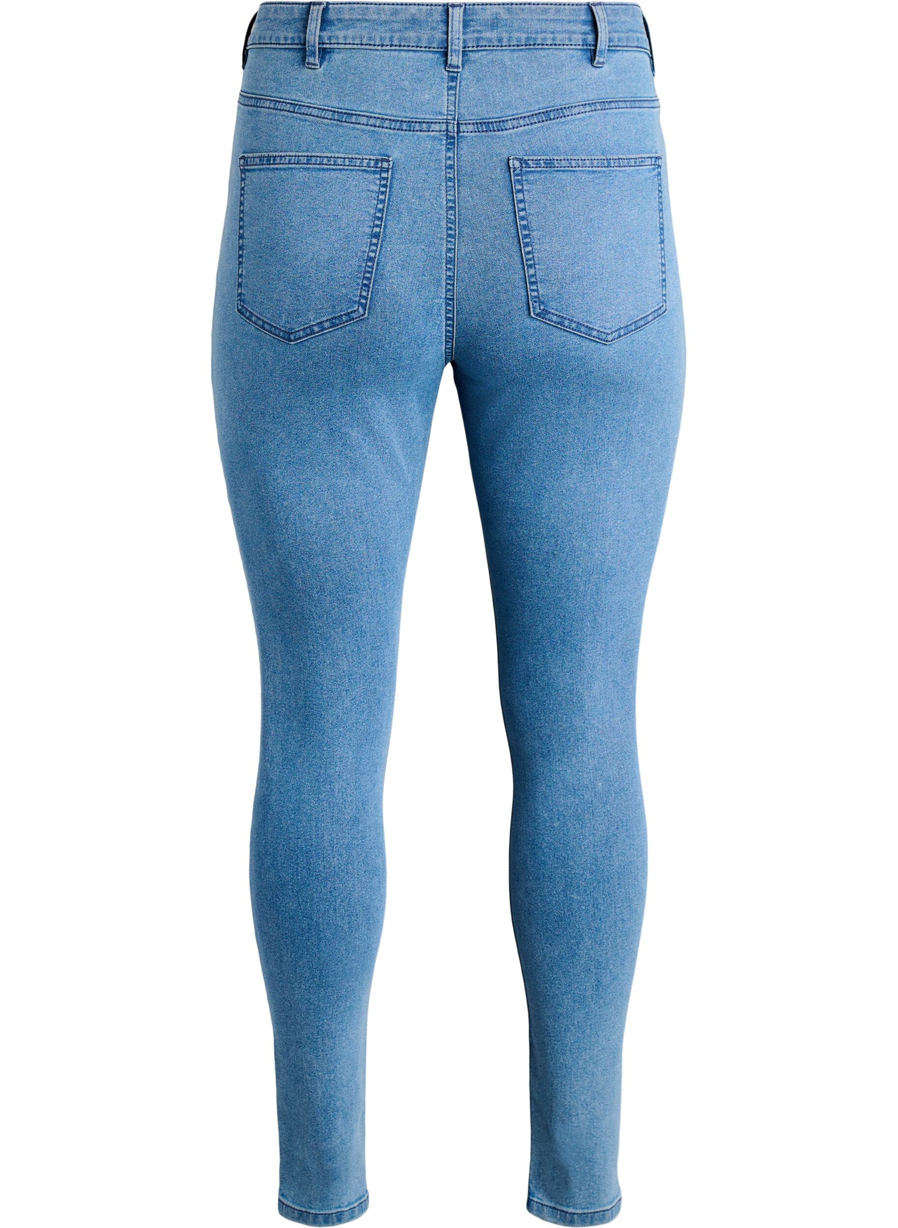 ZizziAmy super slim fit jeans med h&oslash;y midje, Bl&aring;, Packshot image number 1