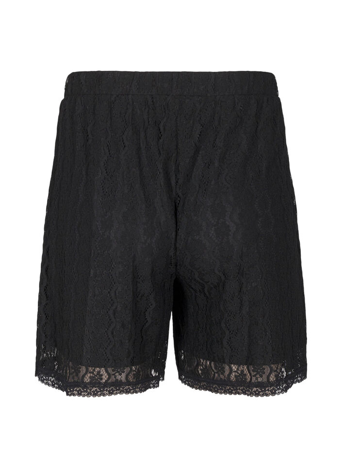Høytlivs shortser med blonder, Black, Packshot