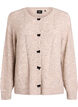 Cardigan med sl&oslash;yfeknapper og hullm&oslash;nster, Beige, Packshot image number 0