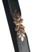 Smalt midjebelte med et bladformet spenne, Svart, Packshot image number 1