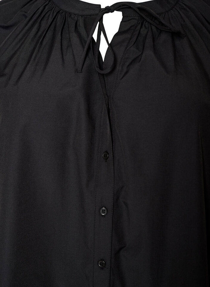 Skjortebluse med knappelukking og knytebelte, Svart, Packshot image number 2