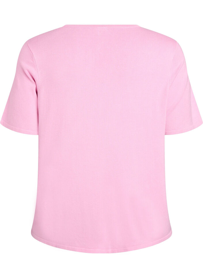 Kortermet strikkebluse i viskose, Rosa, Packshot image number 1