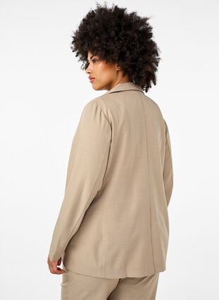 Zizzi FLASH - Blazer med lommer og splitt, Beige, Model image number 2