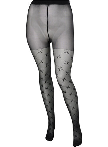 Mønstret tights i 25 denier, Black, Packshot image number 0