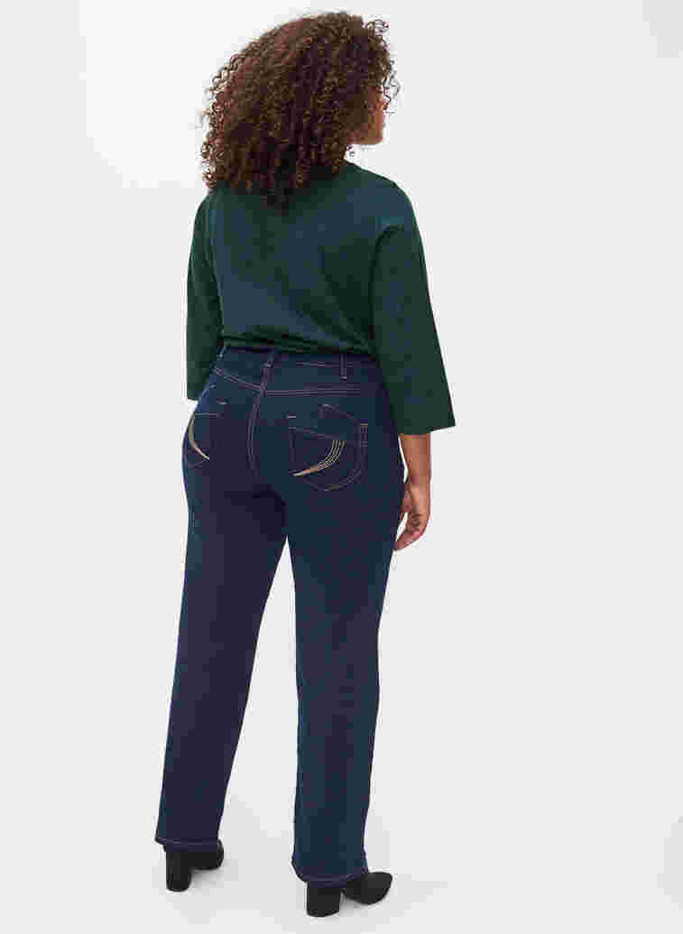 Regular fit Gemma jeans med høyt liv, Blue denim, Model image number 2