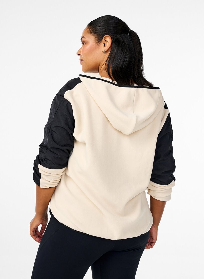 Hettefleecejakke med lommer, Beige, Model image number 2