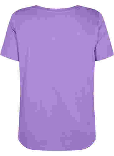 T-skjorte i bomull med trykk og V-hals, Deep Lavender ORI, Packshot image number 1