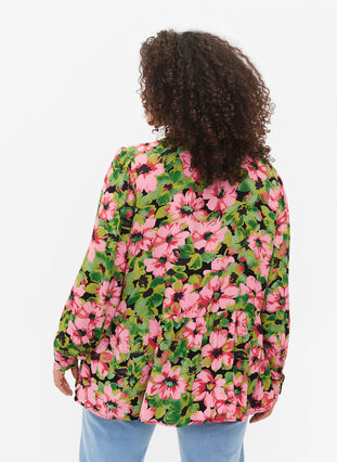 Blomstrete skjorte i viskose, Pink G. Flower AOP, Model image number 1