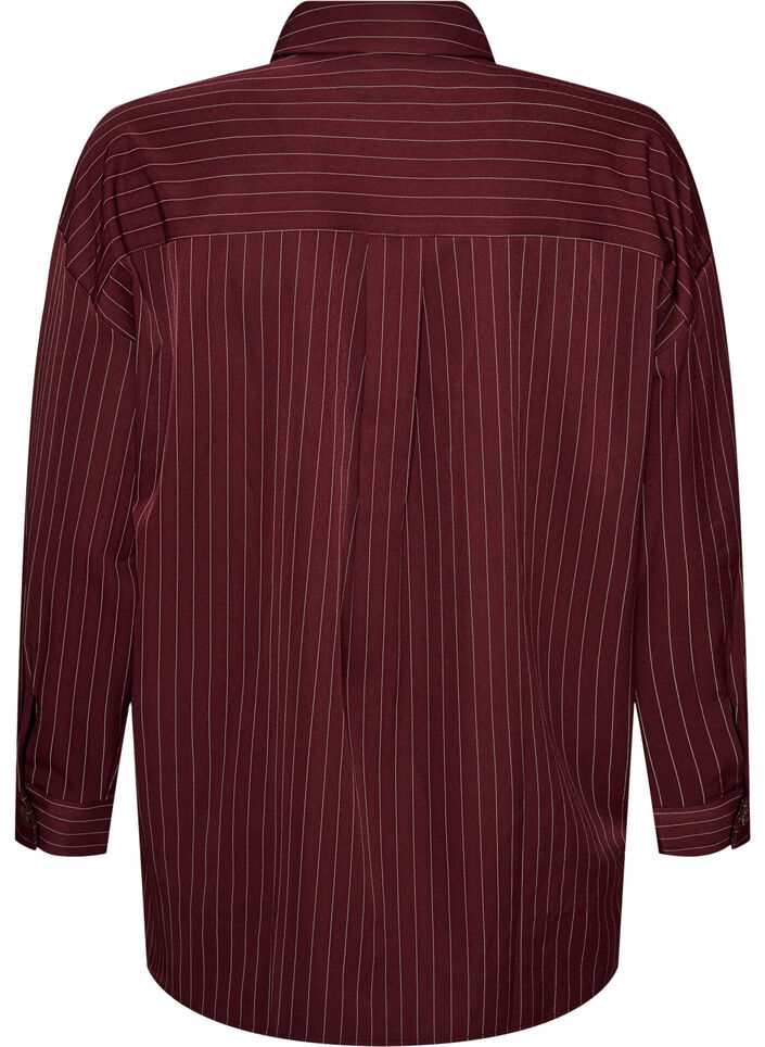 N&aring;lestripet skjorte med brystlommer, R&oslash;d, Packshot image number 1