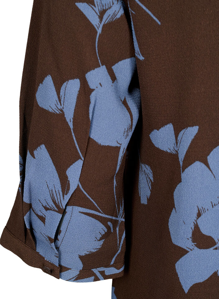 Bluse med print og 3/4 ermer, Falcon Flower, Packshot image number 2