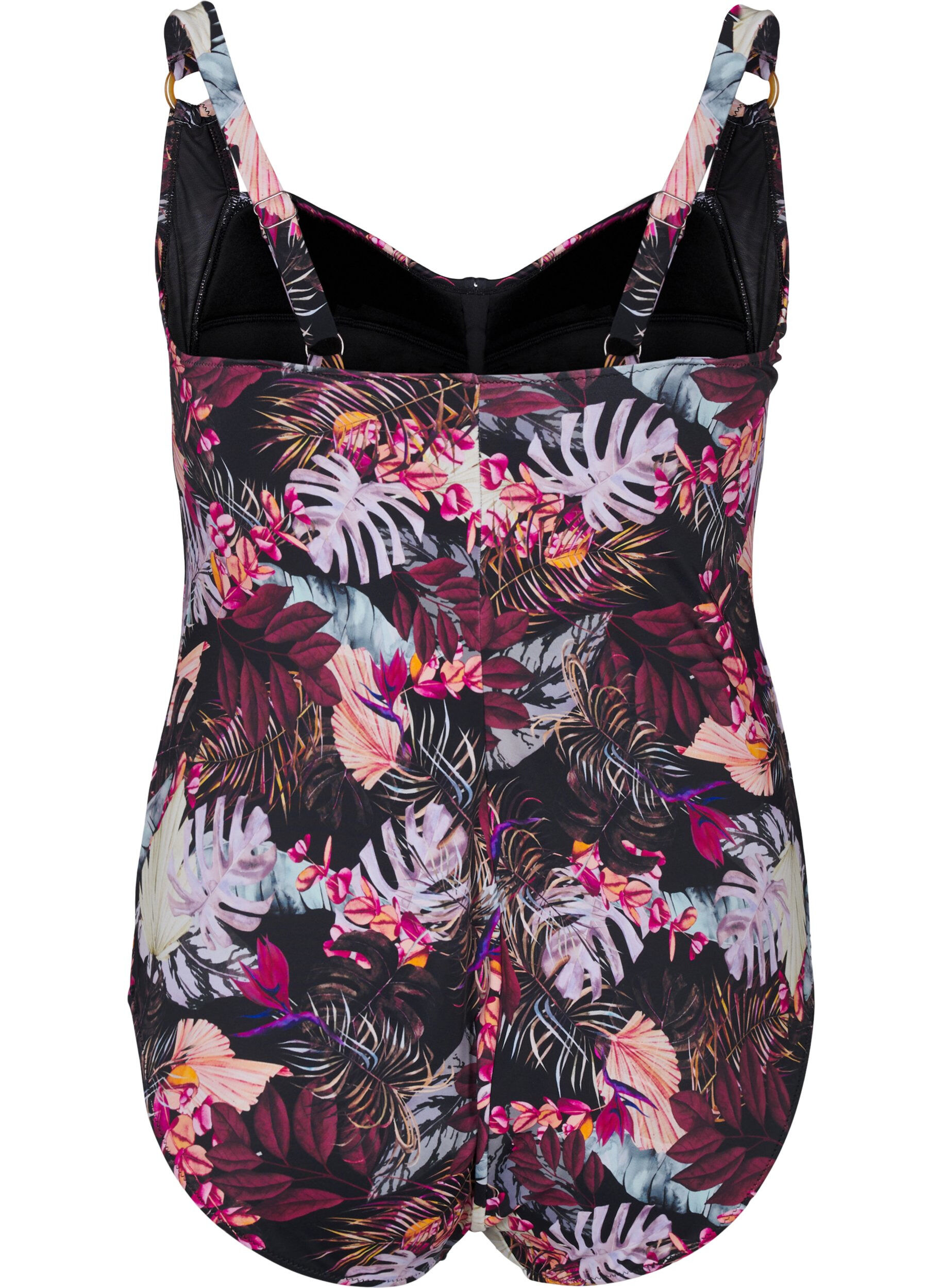 Zizzi Polstret badedrakt med trykk, R&oslash;d, Packshot image number 1