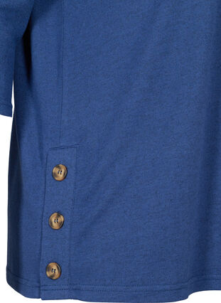 Bluse med 3/4-ermer og knapper, Twilight Blue Mel, Packshot image number 3