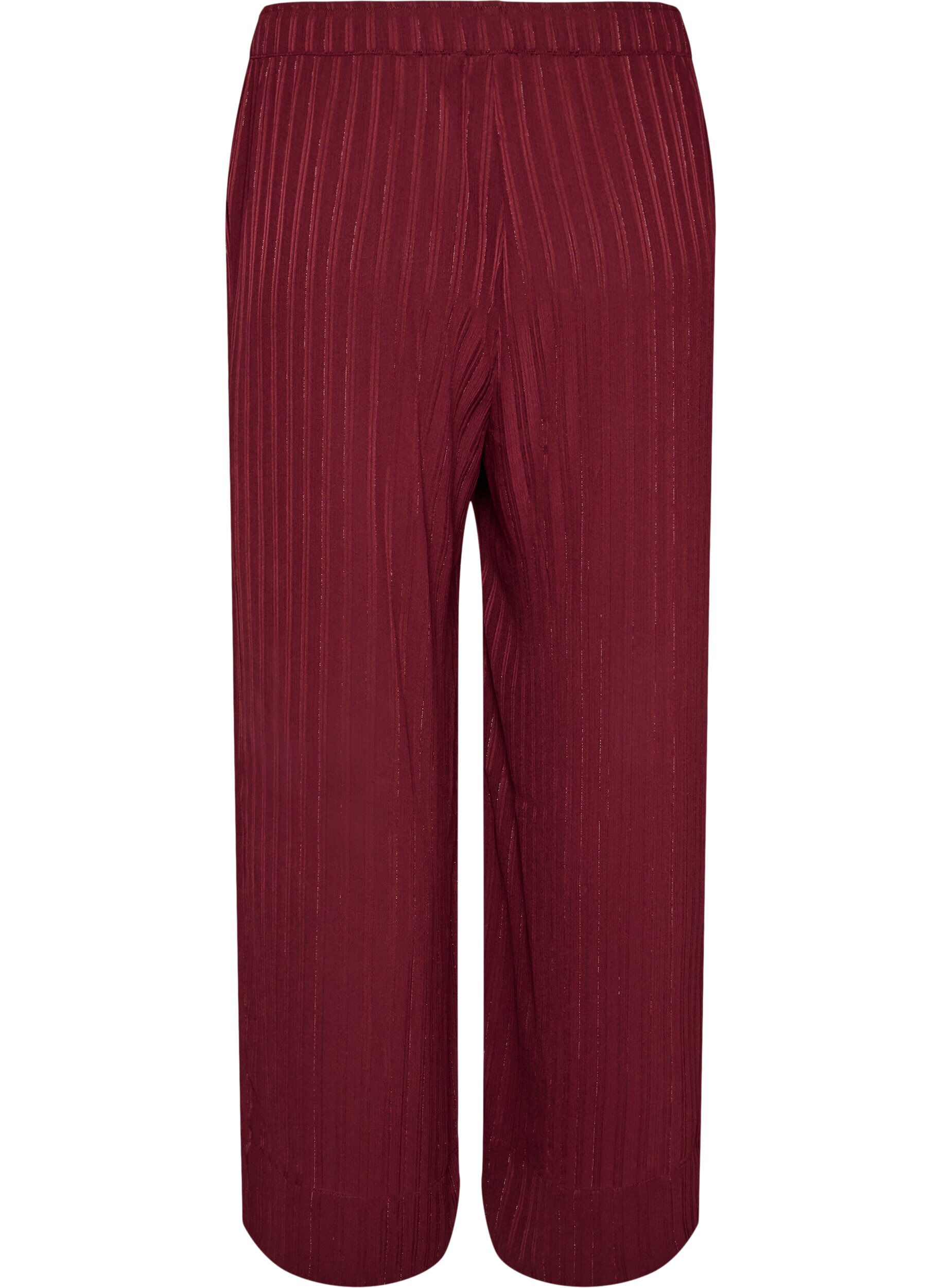 ZizziBukser med teksturerte striper og straight fit, R&oslash;d, Packshot image number 1