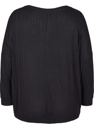 Langermet bluse med struktur, Black, Packshot image number 1