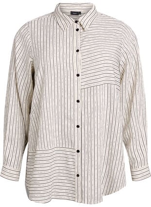 Zizzi Skjorte med stripemønster, White Stripe, Packshot image number 0