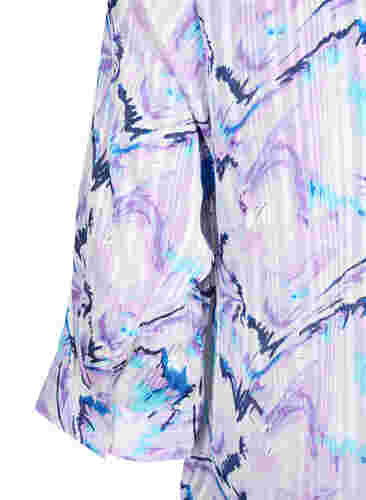 Bluse med mønster og 3/4-ermer, Blue Lilac AOP, Packshot image number 3