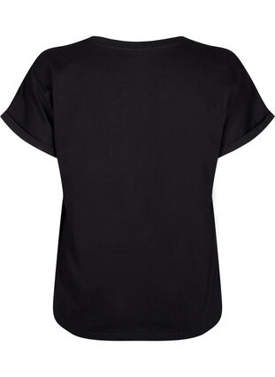 T-skjorte i økologisk bomull med engelsk broderi, Black, Packshot image number 1