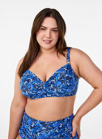 Bikinioverdel med bøyle og mønster, Blå Bikinioverdel med bøyle og mønster, Blå, Model