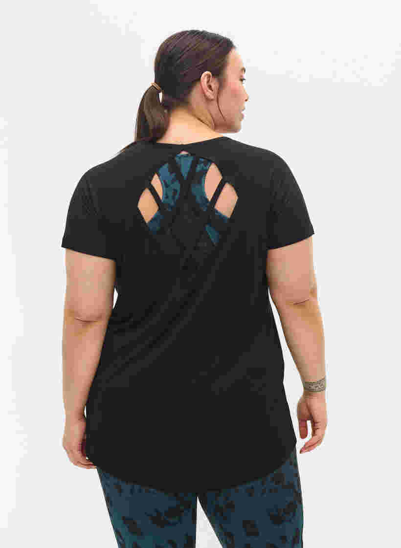 T-skjorte til trening i viskose og feminin utringning, Black, Model image number 1