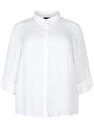 Skjorte i viskose med ton-i-ton mønster, Bright White