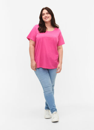 T-skjorte i bomull med tekst, Shocking Pink W. LOS, Model image number 2