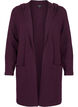 Lang strikket cardigan med ull og hette, Potent Purple Mel., Packshot image number 0