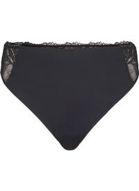 Mikrofiberstring med blonde, Svart Mikrofiberstring med blonde