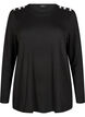 Bluse med dekorative knapper, Svart, Packshot image number 0