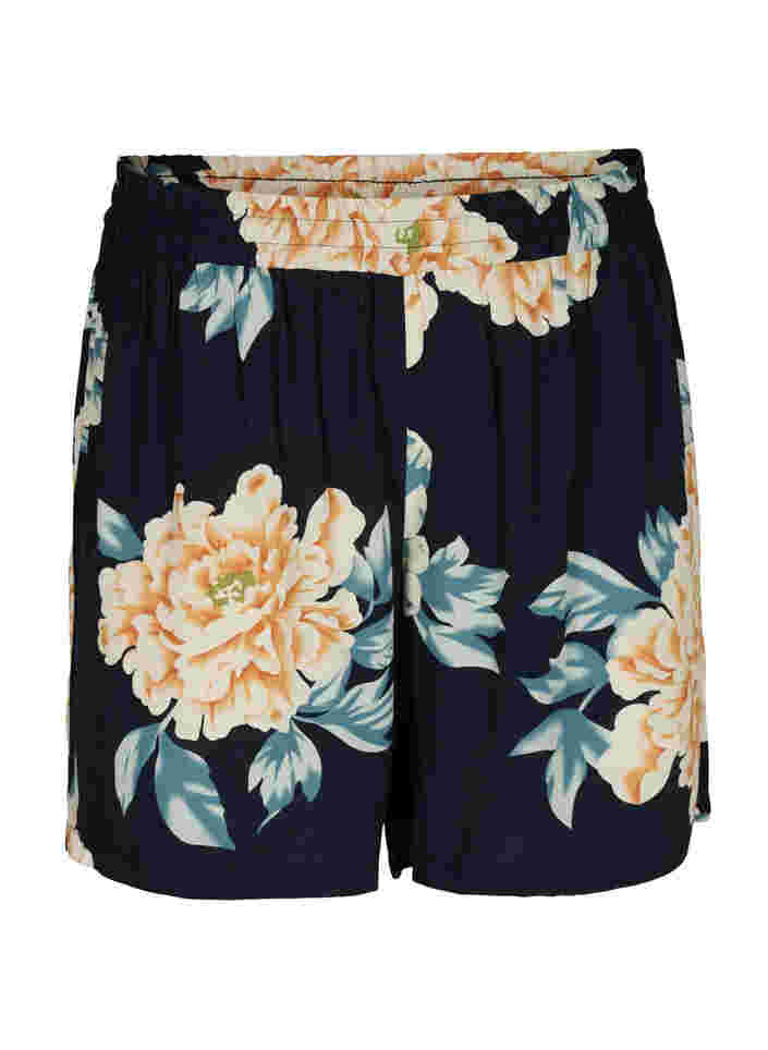 Løstsittende shorts med blomstermønster, Roses on Navy, Packshot image number 0