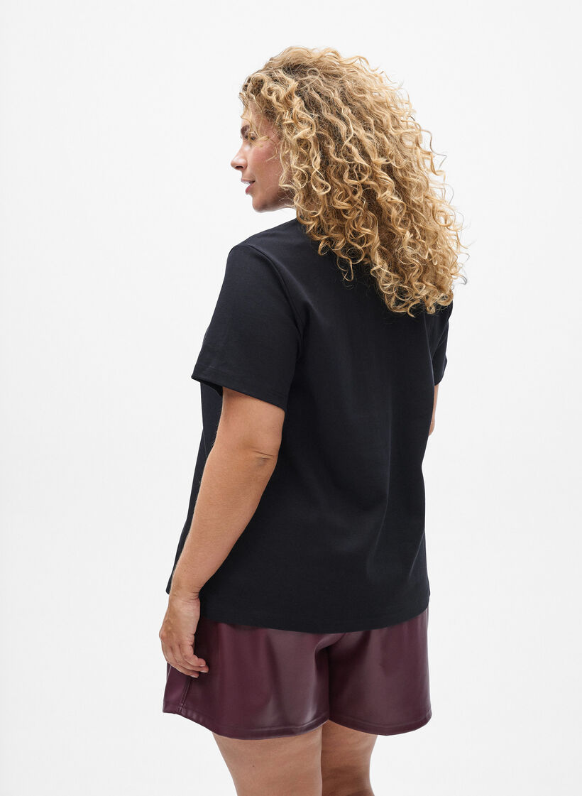 T-skjorte i 100% organisk bomull med perlefranser, Black, Model