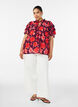 Bluse i viskose med blomstermotiv og volangermer, Lilla, Model image number 1