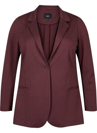 Zizzi Enkel blazer med knappelukking, Mørk Bordeaux, Packshot image number 0
