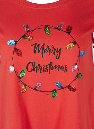 T-skjorte med julemotiv i bomull, Tango Red Merry, Packshot image number 2