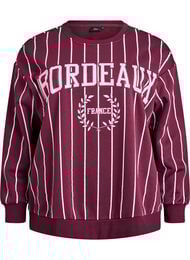 Stripet genser med teksttrykk, Rød