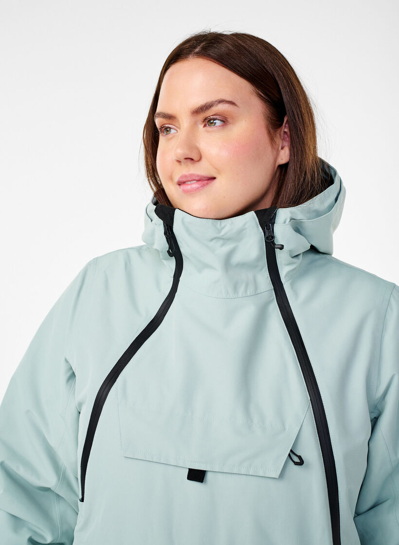 Funksjonell skianorakk med hette, Grønn, Model image number 5