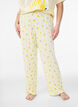 Pyjamasbukse i mykt jerseystoff med h&oslash;y midje og frukttrykk, Gul, Model image number 2