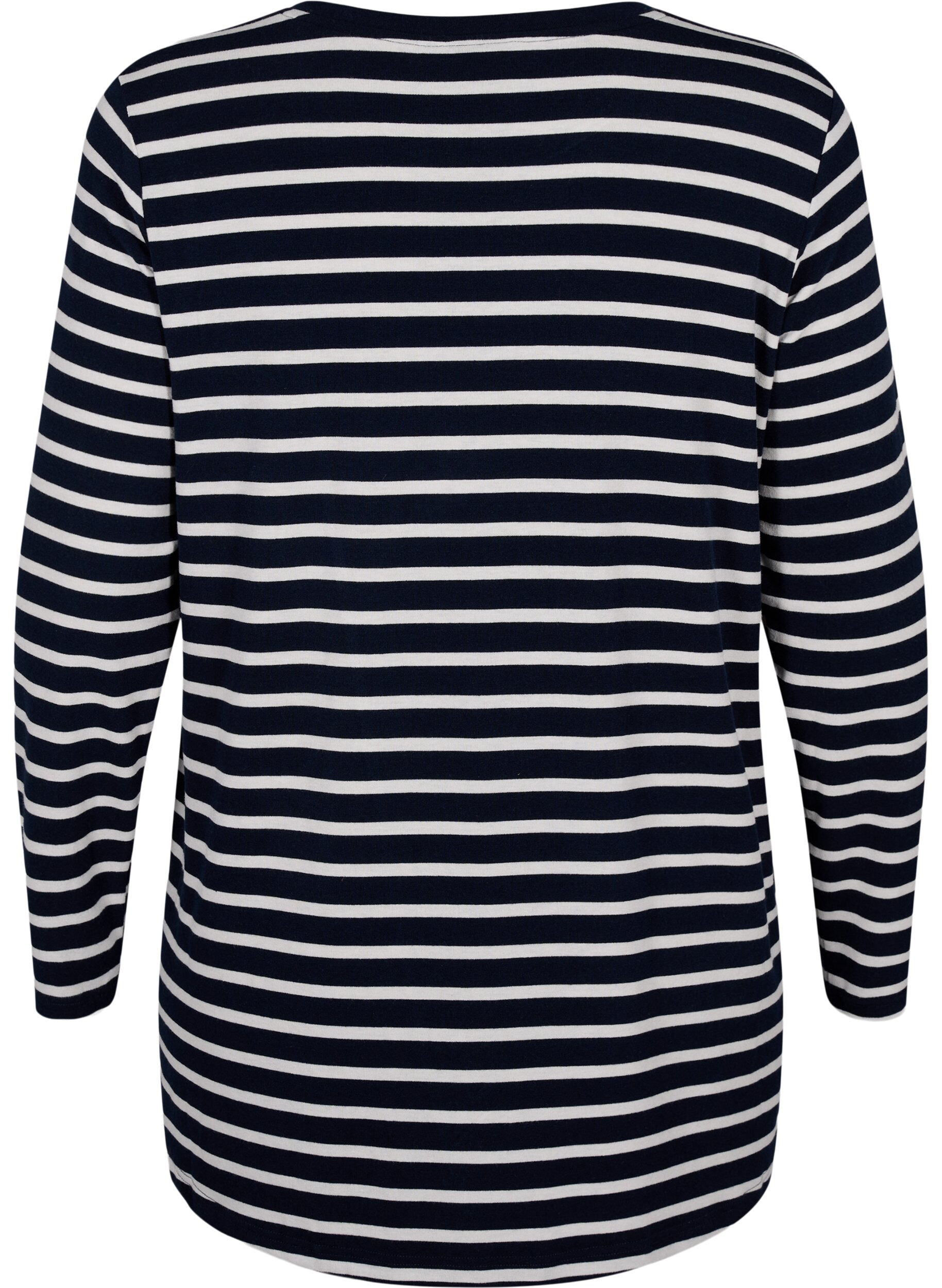 Zizzi Langermet bluse med striper, Evening Blue Stripe, Packshot image number 1