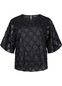 Bluse med harlekinmønster, Black Bluse med harlekinmønster