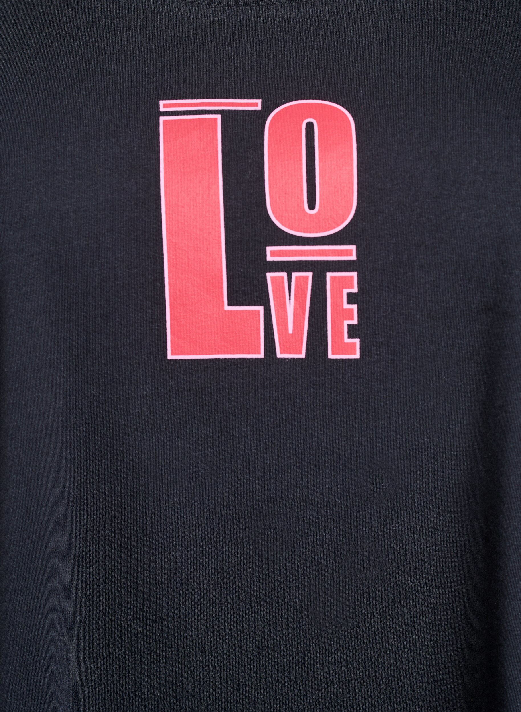 Zizzi Lang natt-T-skjorte i &oslash;kologisk bomull med trykk, Gr&aring;, Packshot image number 2